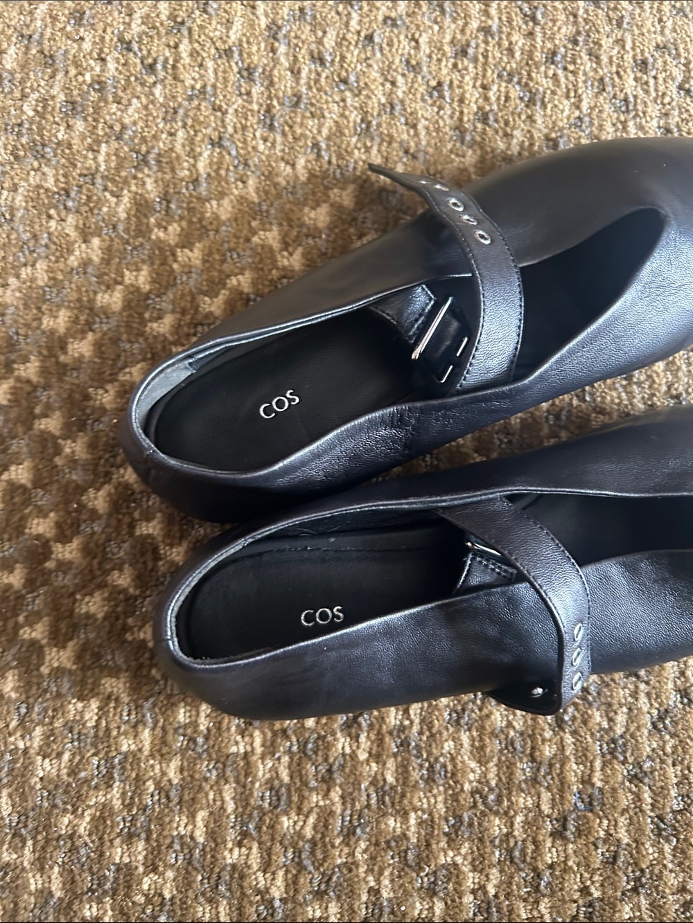 COS Black Leather Strap Mary Jane Flats - Picture 3 of 6